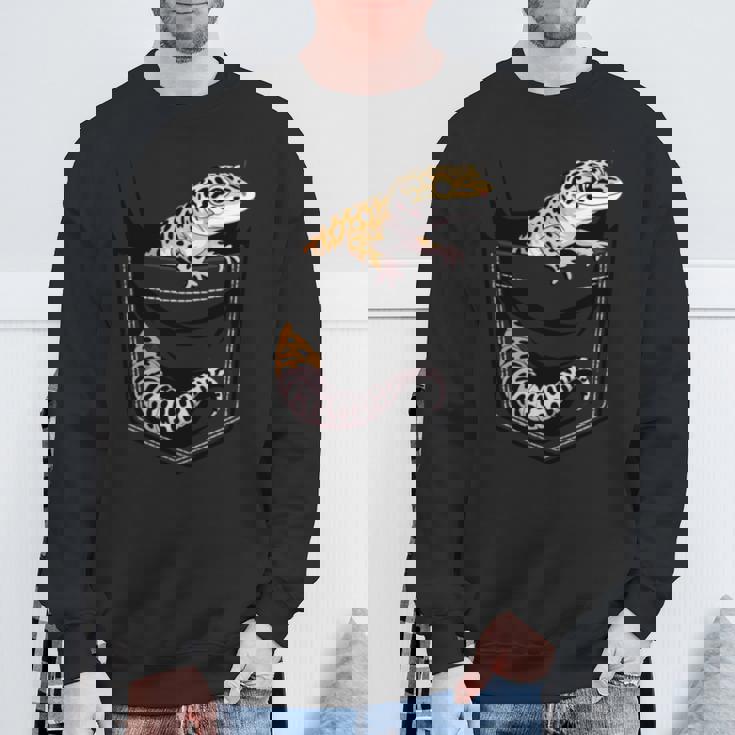 かわいいヒョウゲッコ トカゲ爬虫類 ヒョウ ヤモリのお父さん用 長袖tシャツ スウェットシャツ 高齢者への贈り物