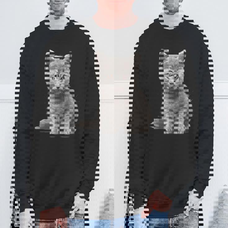 かわいいブリティッシュショートヘア 猫好きの子猫 スウェットシャツ 高齢者への贈り物