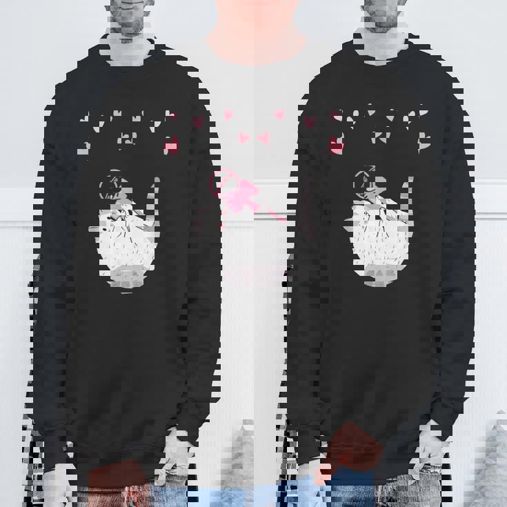 かわいい毛糸の猫はけん玉ハートを弾く スウェットシャツ 高齢者への贈り物