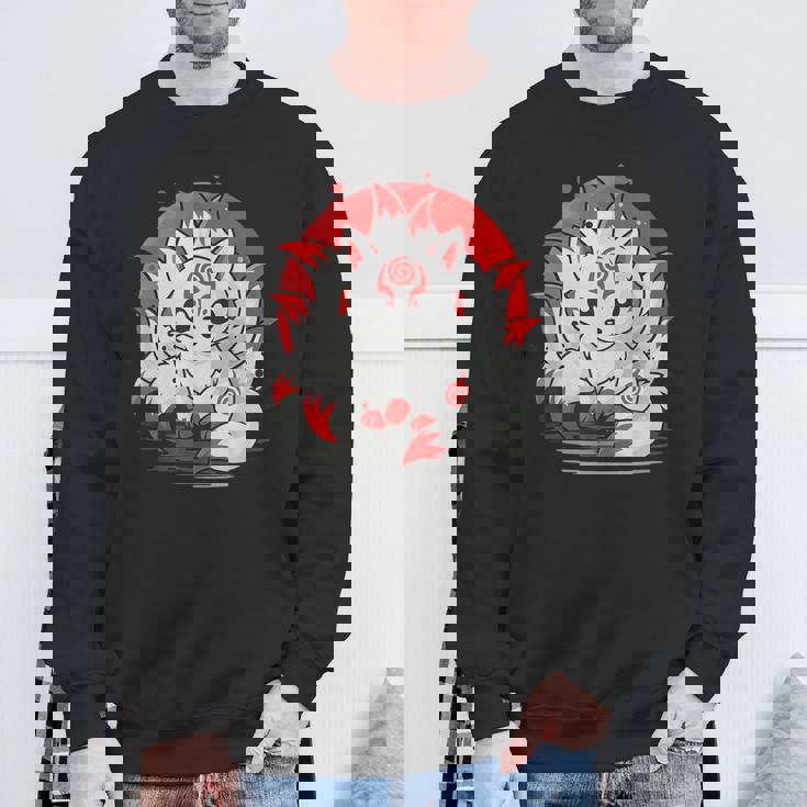 きつね 笑う キツネ 九尾 神話 動物 スウェットシャツ 高齢者への贈り物