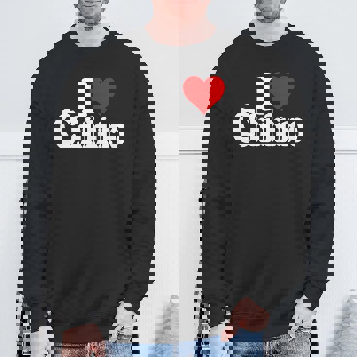 にハートのちひろの名前が大好き 長袖tシャツ スウェットシャツ 高齢者への贈り物