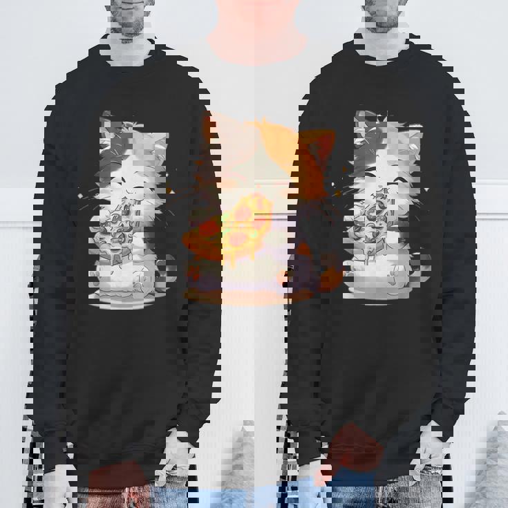 わがまま猫 ピザねこ ラーメン好き かわいい おもしろ マンガ スウェットシャツ 高齢者への贈り物