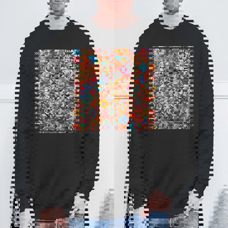 アメリカンキルト カラフル パッチワーク キルティング キルター ソーイング スウェットシャツ 高齢者への贈り物