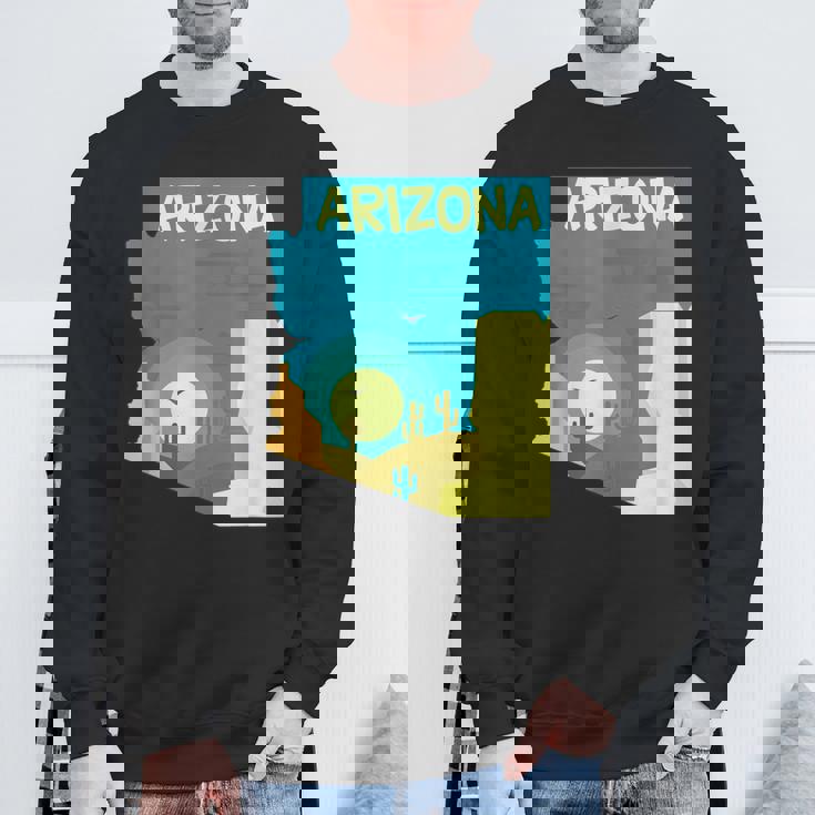 アリゾナ州の地図、モダンな抽象的なアリゾナ砂漠、サボテン スウェットシャツ 高齢者への贈り物