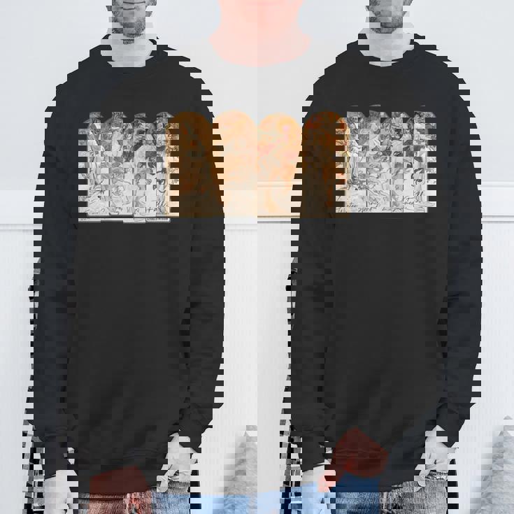 アルフォンス・マリア・ミュシャの季節 長袖tシャツ スウェットシャツ 高齢者への贈り物