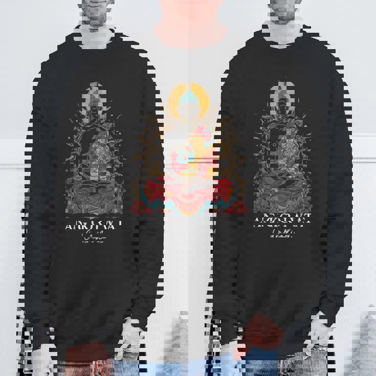 アンコールワット カンボジア ブッダ ヴィンテージ 仏教 お土産 スウェットシャツ 高齢者への贈り物