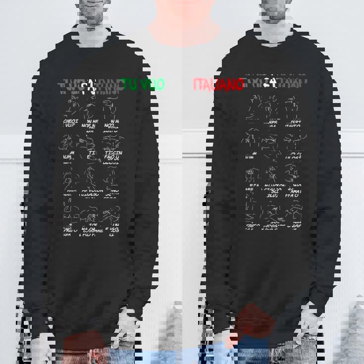 イタリアのジェスチャー、翻訳者、面白いハンドジェスチャー。 スウェットシャツ 高齢者への贈り物