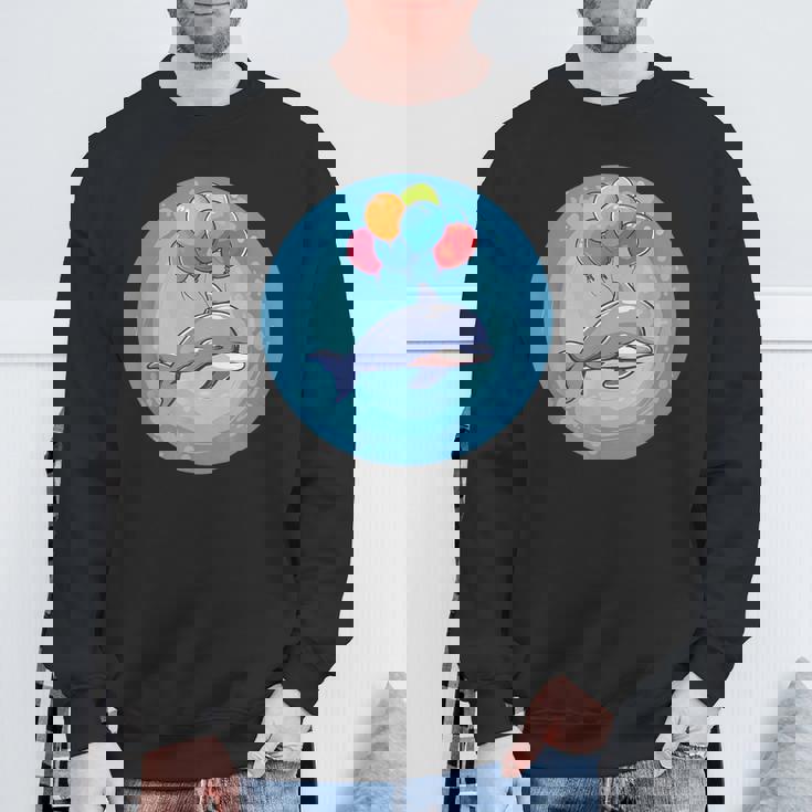 イルカと風船のコスチュームで一日を明るくしましょう。 スウェットシャツ 高齢者への贈り物