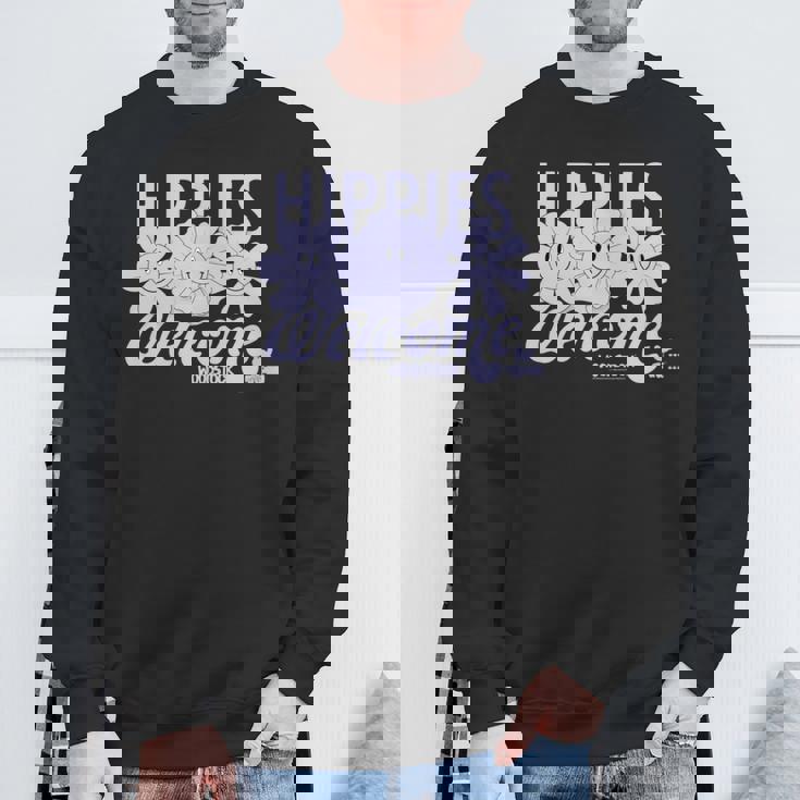 ウッドストック・ヒッピーズ・ウェルカム・スマイリング・フラワーズ 長袖tシャツ スウェットシャツ 高齢者への贈り物