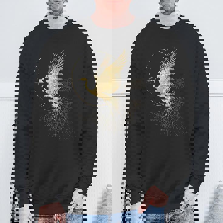 エレガントな鶴 アールデコ デザイン 優雅な鳥 スウェットシャツ 高齢者への贈り物