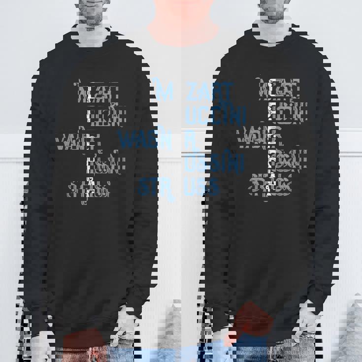 オペラ好きのギフト モーツァルト プッチーニ ワーグナー ロッシーニ シュトラウス 長袖tシャツ スウェットシャツ 高齢者への贈り物