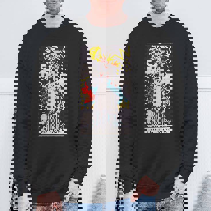 オリジナルのrider Waite Deckからのタワービンテージタロットカード スウェットシャツ 高齢者への贈り物