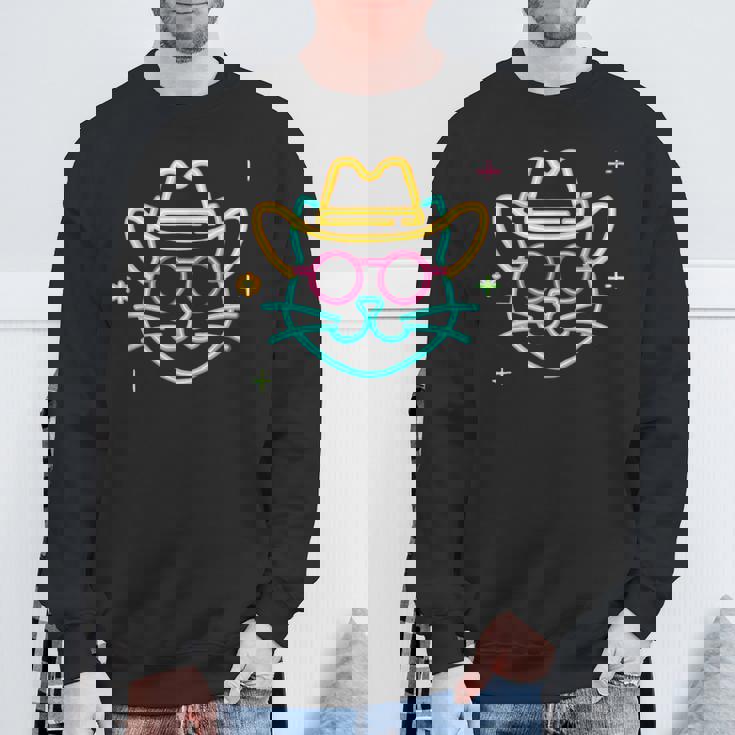 カウボーイ 猫 顔 ラウンド サングラス ウェスタン グラフィック ピンク アニマル スウェットシャツ 高齢者への贈り物