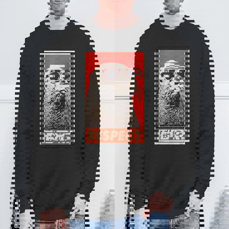 カワウソ 動物 リスペクト ヴィンテージ レトロ スウェットシャツ 高齢者への贈り物