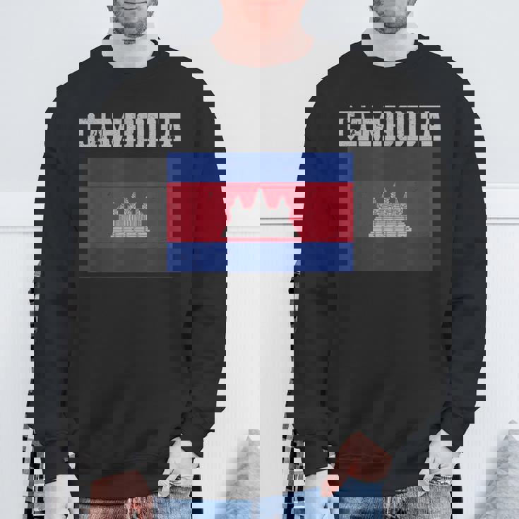 カンボジア-カンボジアの旗ヴィンテージスポーツデザインカンボジア スウェットシャツ 高齢者への贈り物