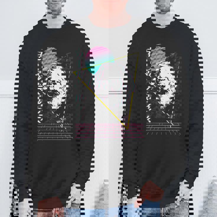 カール・マルクス 共産主義 共産主義 ヴェイパーウェーブ 美学 レトロ 80年代 スウェットシャツ 高齢者への贈り物