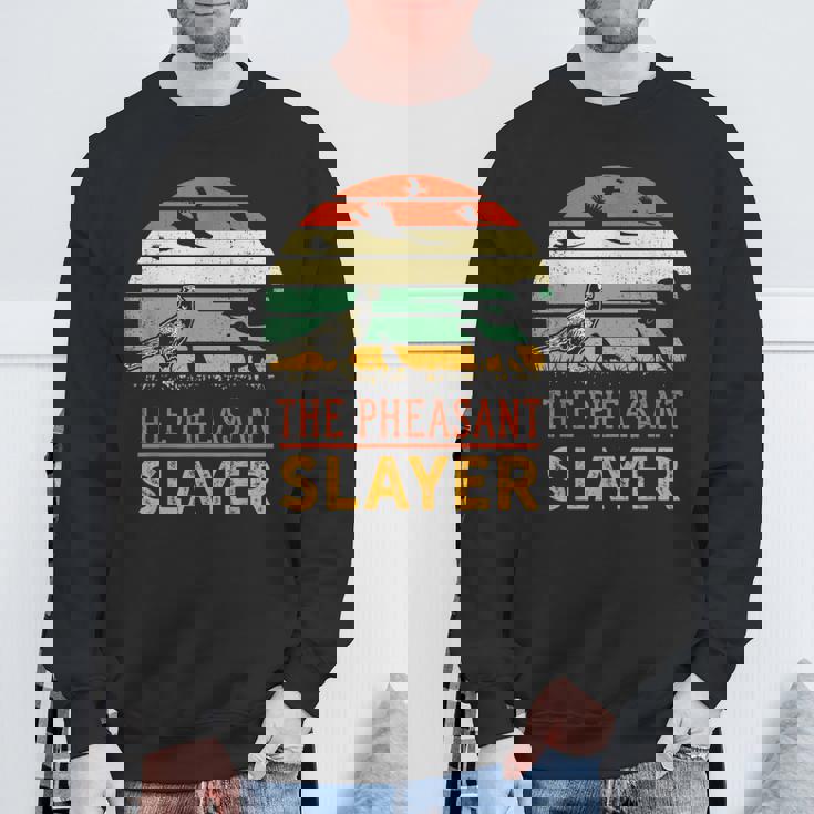 キジの鳥狩り 面白いスレイヤーハンターレトロヴィンテージ スウェットシャツ 高齢者への贈り物