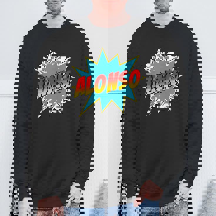 キッズ 男の子 アロンソ 名前 コミック 本 スーパーヒーロー スウェットシャツ 高齢者への贈り物