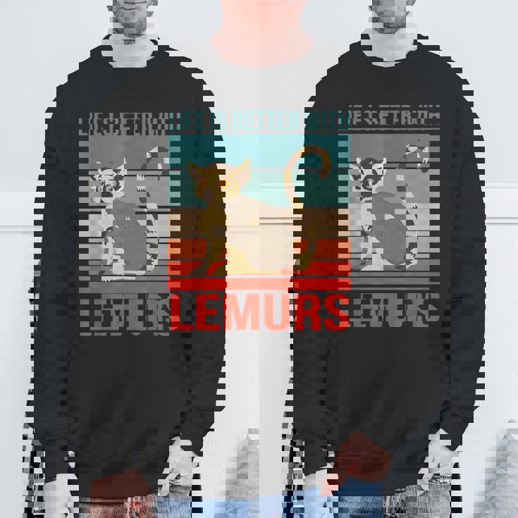 キツネザル ライフ・イズ・ベター 霊長類 キツネザル スウェットシャツ 高齢者への贈り物