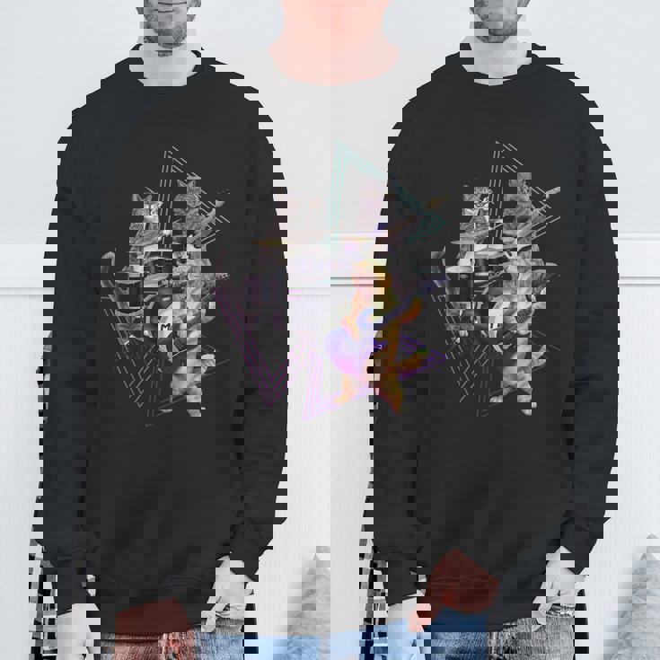 キャットバンド-ベース、ギター、ドラムセットのロックキティ スウェットシャツ 高齢者への贈り物