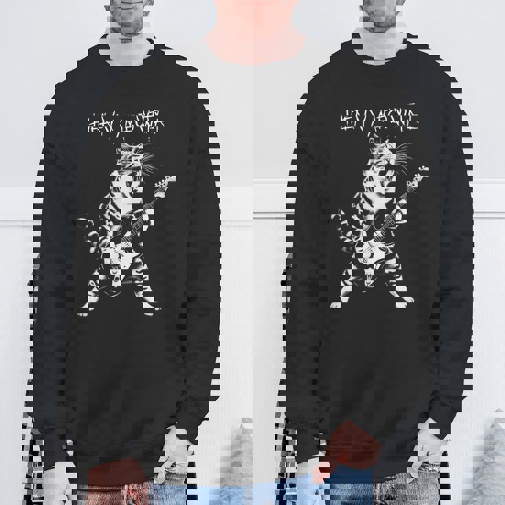 ギターを弾くクールな猫、ヘビーな「Meowtal」メタルパンクロックファン。 スウェットシャツ 高齢者への贈り物