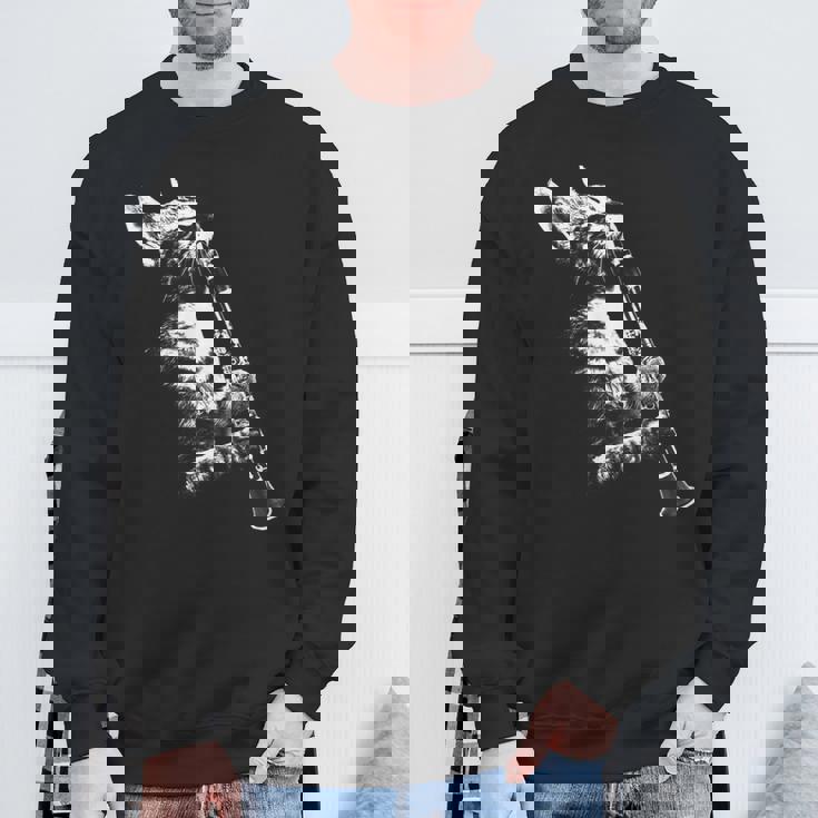 クラリネットを弾く猫 面白い猫ミュージシャン クラリネット教師 スウェットシャツ 高齢者への贈り物