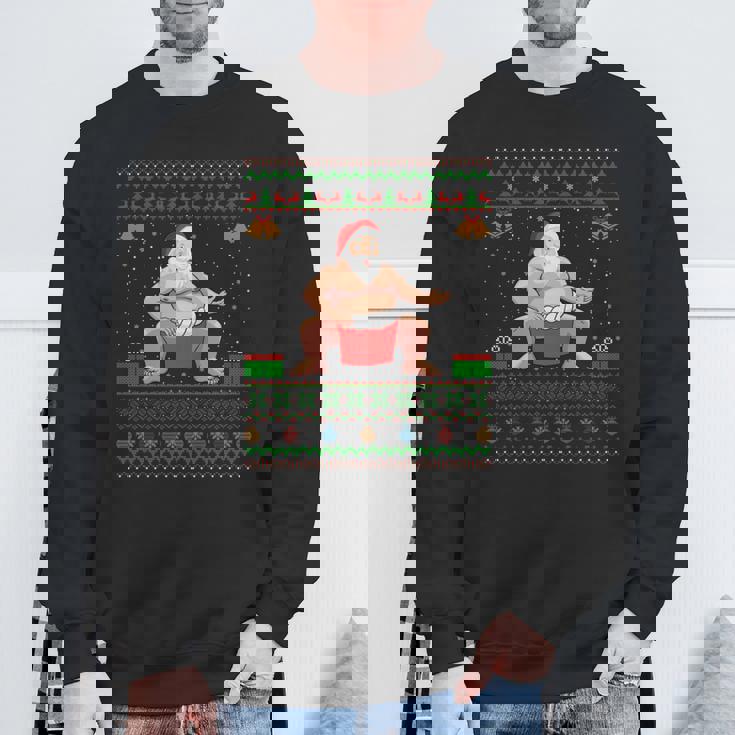 クリスマスセータースタイル サンタ相撲 アグリークリスマス 長袖tシャツ スウェットシャツ 高齢者への贈り物