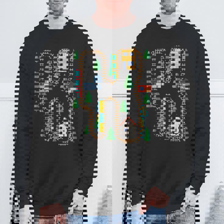 クールなプレイマット 電車線路 かわいい機関車 幼児 スウェットシャツ 高齢者への贈り物