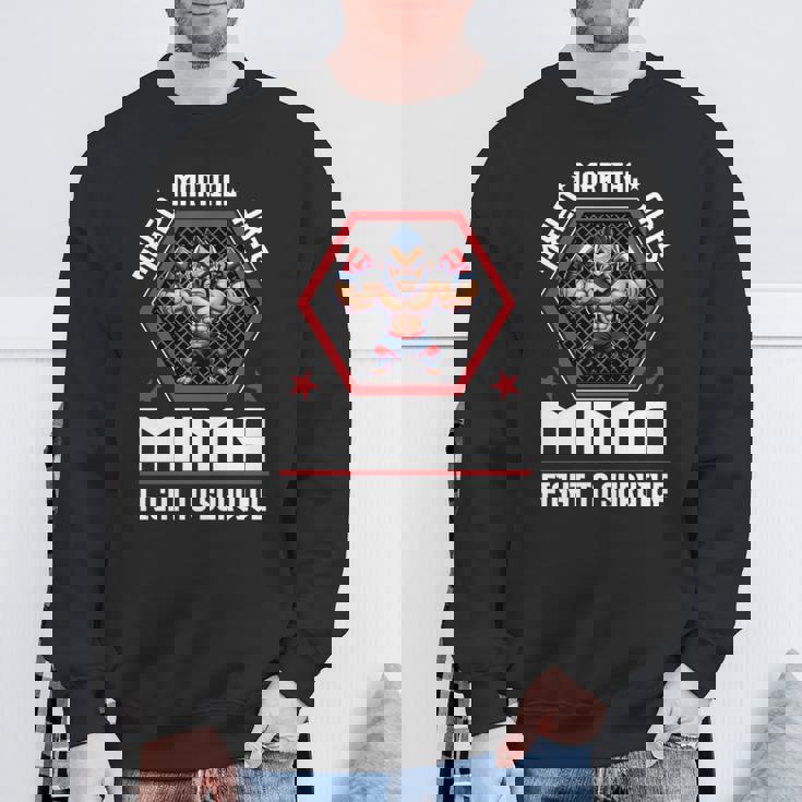 ケージファイティングで生き残るための総合格闘技mmaファイト 長袖tシャツ スウェットシャツ 高齢者への贈り物