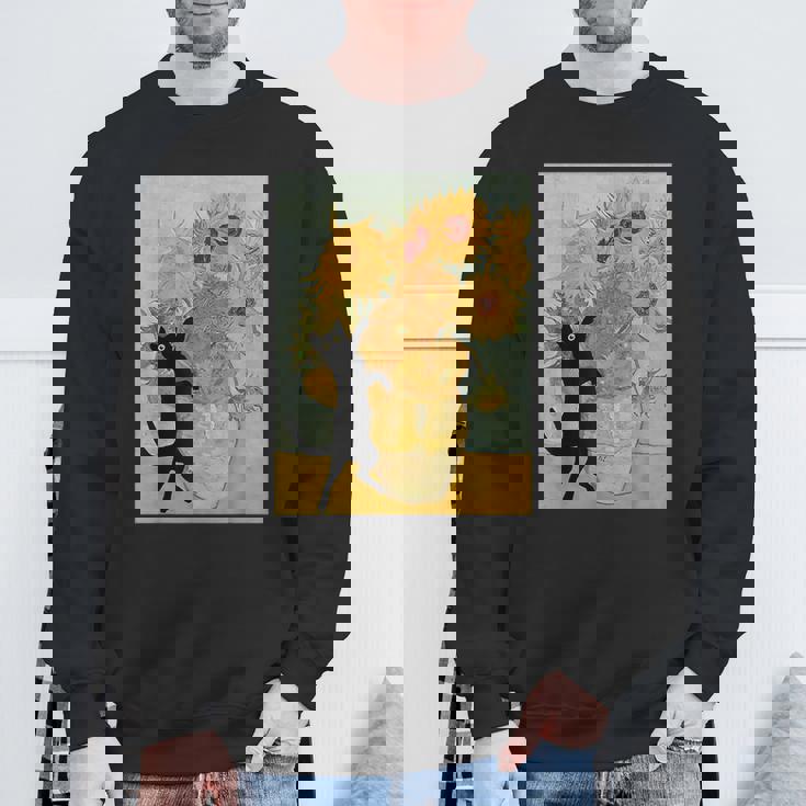 ゴッホ ひまわり 面白い 猫 アート 絵画 スウェットシャツ 高齢者への贈り物