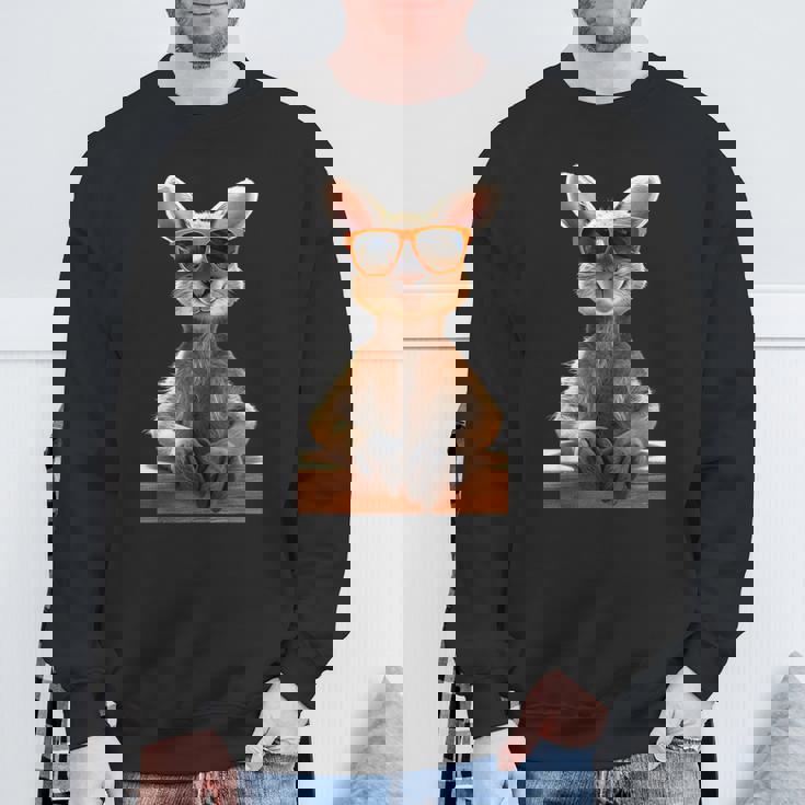 サングラスをかけたカンガルー オーストラリア アウトバック かわいい カンガルー スウェットシャツ 高齢者への贈り物