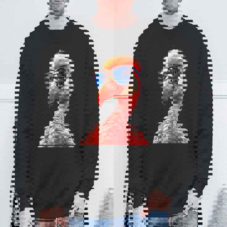 サングラスをかけたフラミンゴ フラミンゴが大好き かわいいフラミンゴ スウェットシャツ 高齢者への贈り物