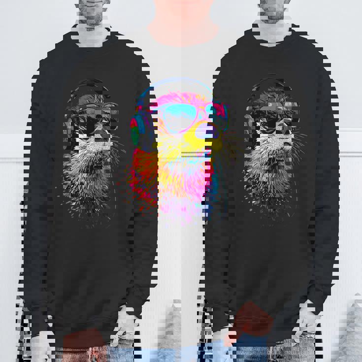 サングラスをかけたラッコ ラッコ大好き テンテン かわいい カワウソ スウェットシャツ 高齢者への贈り物