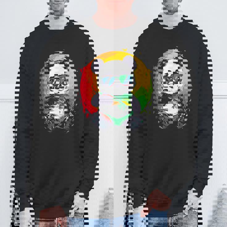 サングラス付きパンダ ラスタカラー スウェットシャツ 高齢者への贈り物