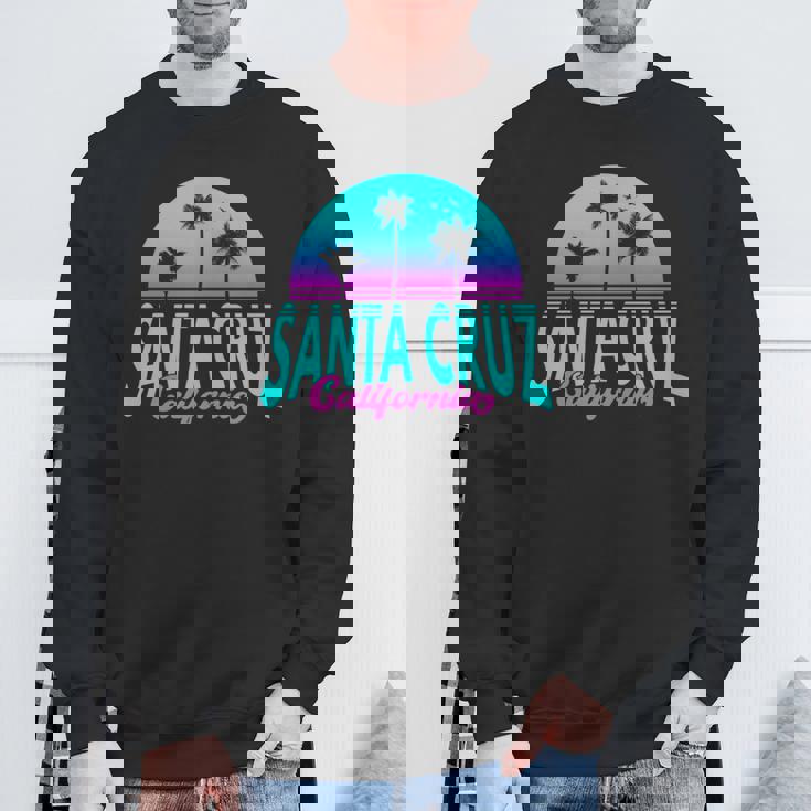 サンタクルーズ カリフォルニア レトロ ヴィンテージ サンセット 長袖tシャツ スウェットシャツ 高齢者への贈り物