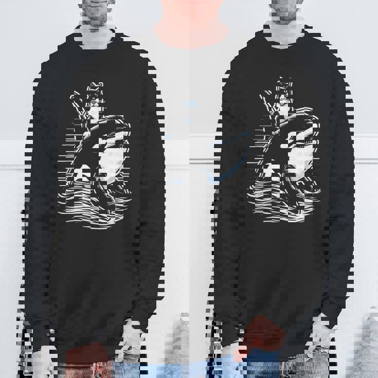 シャチに乗る猫 ファニー スウェットシャツ 高齢者への贈り物