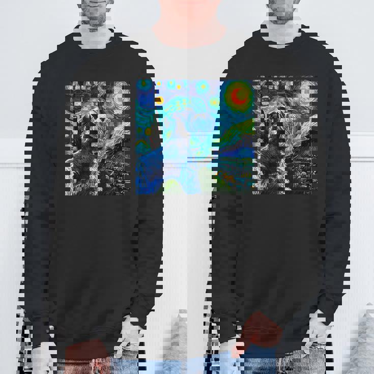 シュナウザー 面白いtシャツ 犬 ゴッホ 星月夜 かわいい メンズ 子供 おもしろ 服 グッズ ネタ スウェットシャツ 高齢者への贈り物