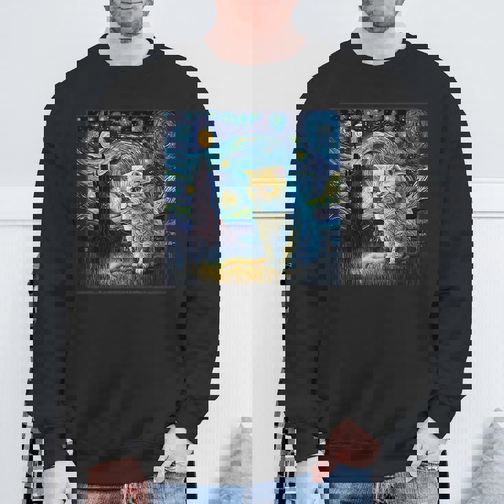 シュールレアリスム 星月夜 エキゾチック ショートヘア 猫 スウェットシャツ 高齢者への贈り物