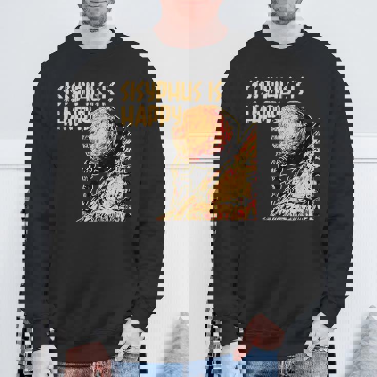 シーシュポス・イズ・ハッピー面白いギリシャ神話ミーム哲学 スウェットシャツ 高齢者への贈り物