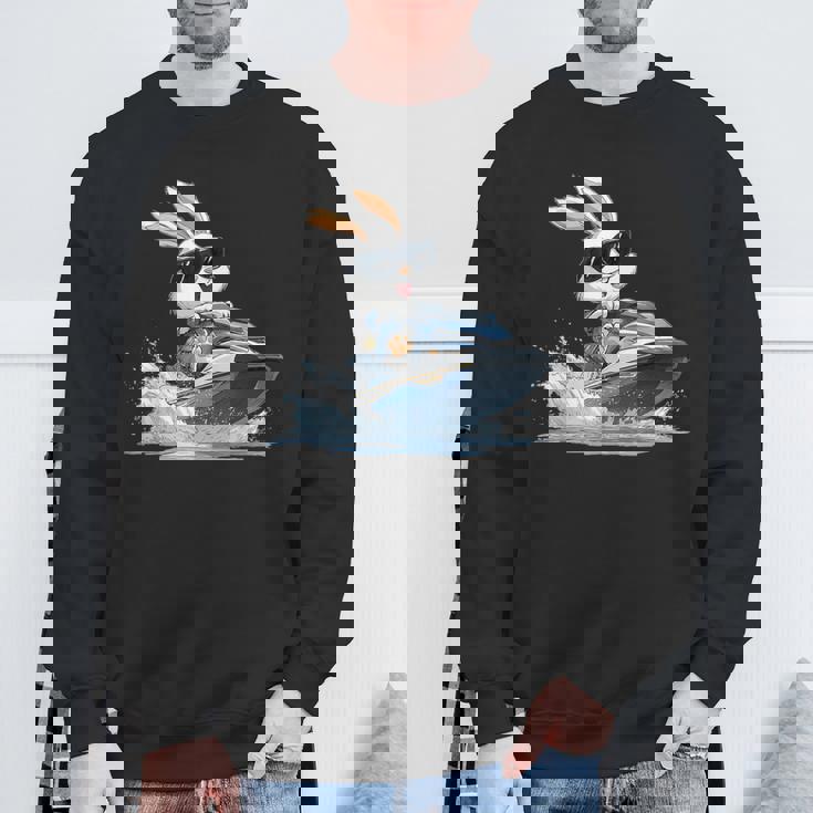 ジェットスキー ジェットスキー ウサギ イースターバニー サングラス スウェットシャツ 高齢者への贈り物