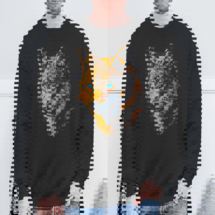 ジャッカル 動物モチーフ 青い目の作品 ジャッカル スウェットシャツ 高齢者への贈り物