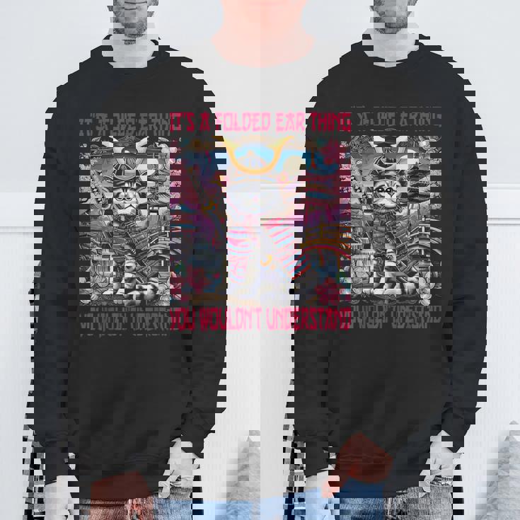 スコティッシュフォールド 耳 折れ 侍風景 スウェットシャツ 高齢者への贈り物