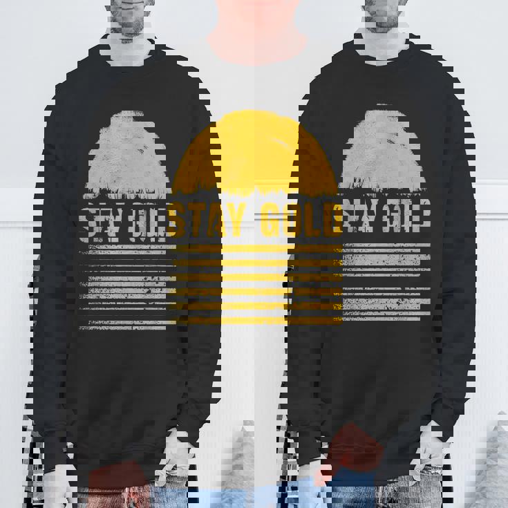 ステイゴールド 太陽 レトロ風 ストライプ 力強さ スウェットシャツ 高齢者への贈り物