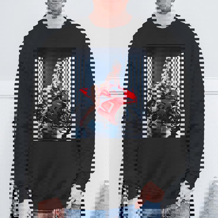 セクシーガールグラフィックtシャツ セクシーなブロンドガール&レッドストリートバイク スウェットシャツ 高齢者への贈り物