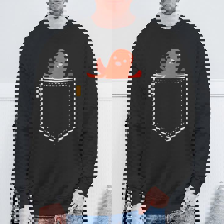 タコ ウインナー タコ 勝者 食べ物 イラスト ポケット デザイン かわいい 面白い 長袖tシャツ スウェットシャツ 高齢者への贈り物