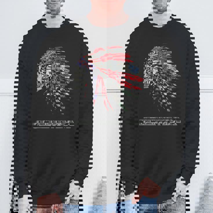 チペワ ネイティブアメリカン インディアン国旗 マネー ヘッドレス スウェットシャツ 高齢者への贈り物