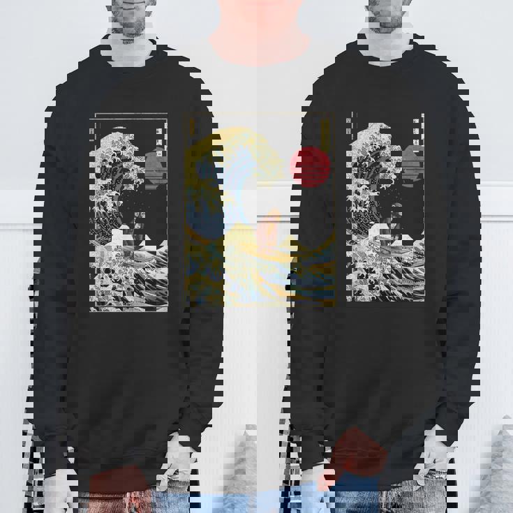 チンパンジー 神奈川波 おもしろサーフアニマル スウェットシャツ 高齢者への贈り物