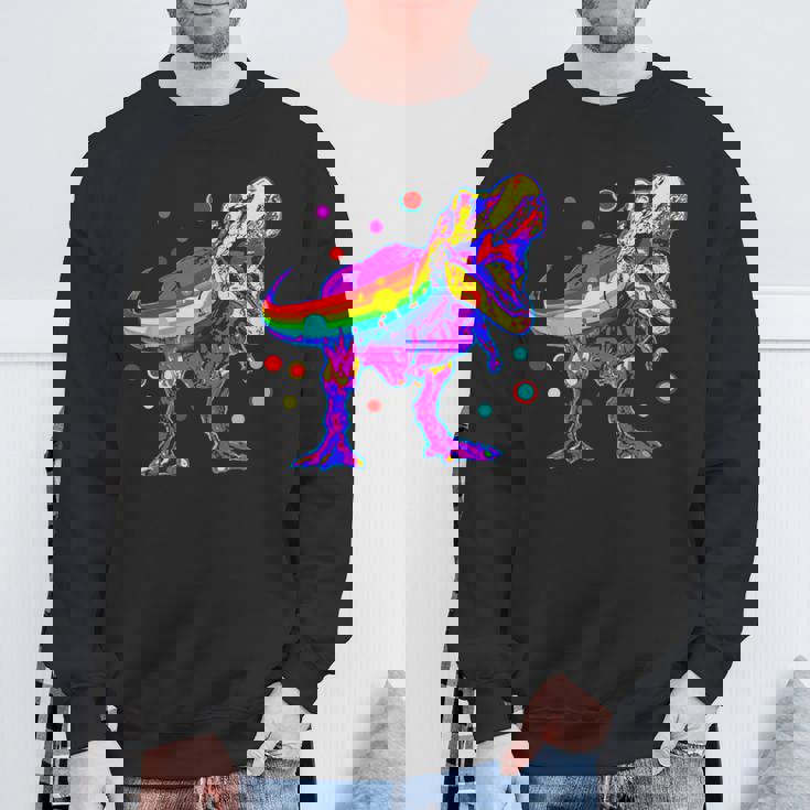 ティラノサウルス レックス 虹色 恐竜 恋人 デザイン スウェットシャツ 高齢者への贈り物