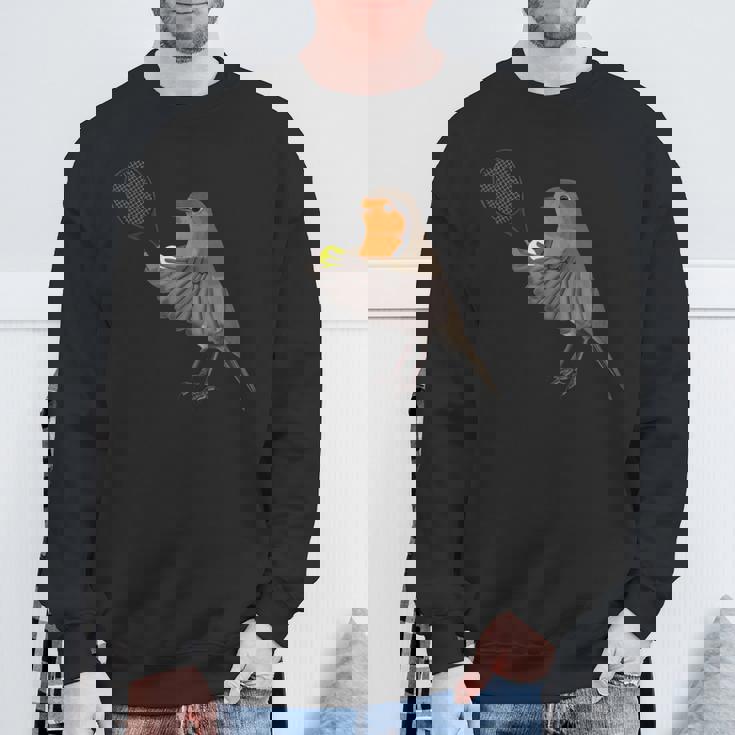 テニス ヨーロッパコマドリ 鳥 動物 図 バードウォッチング 贈り物 鳥類学者 生物学者 自然科学 スウェットシャツ 高齢者への贈り物