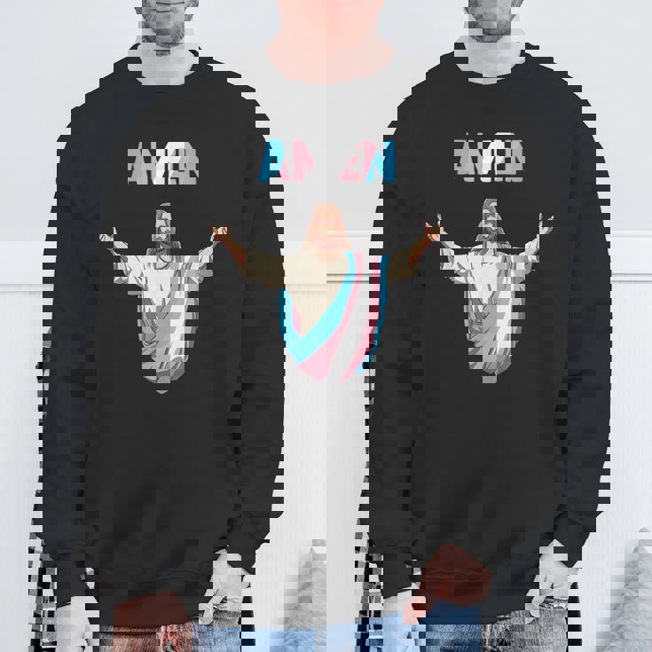 トランスジェンダー・ジーザス 誇りをもって信じ、信仰する。 スウェットシャツ 高齢者への贈り物